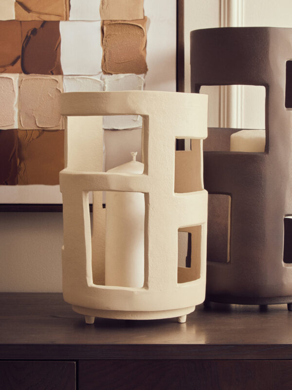 Prato Small Textured Cream Candle Holder