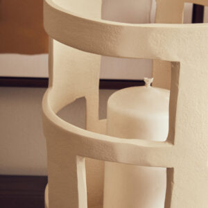 Prato Small Textured Cream Candle Holder