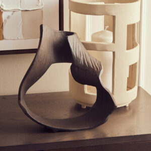 Prato Small Textured Cream Candle Holder