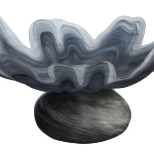 Galene Fluted Grey Glass Pedestal Bowl