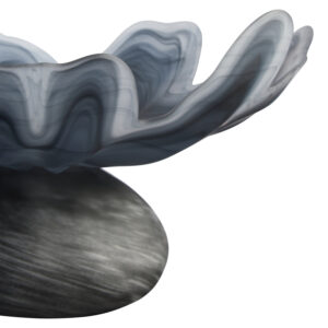 Galene Fluted Grey Glass Pedestal Bowl