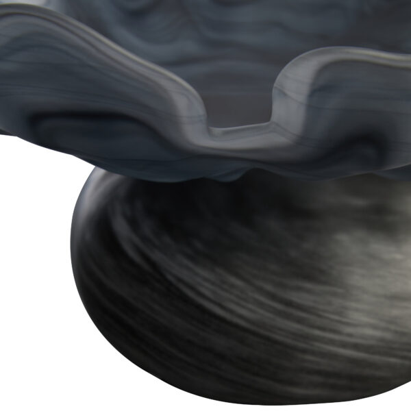 Galene Fluted Grey Glass Pedestal Bowl