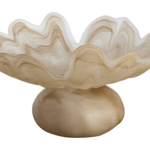 Galene Fluted Natural Glass Pedestal Bowl