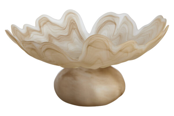 Galene Fluted Natural Glass Pedestal Bowl