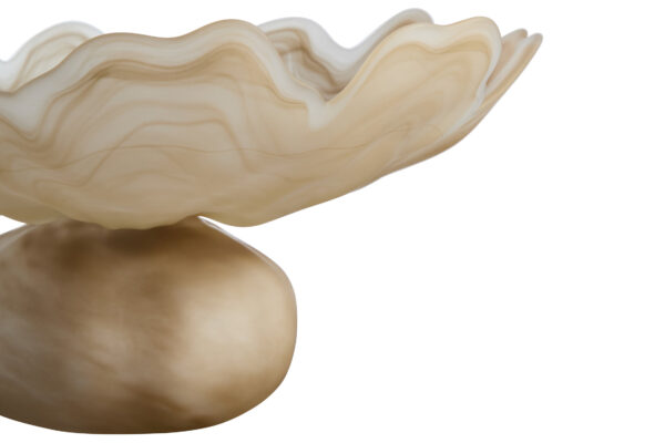 Galene Fluted Natural Glass Pedestal Bowl