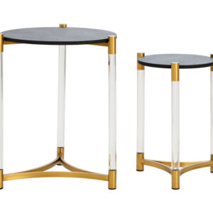 Cardona Set Of Two Black Shagreen Effect Side Tables