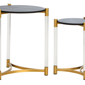 Cardona Set Of Two Black Shagreen Effect Side Tables