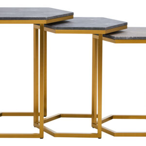 Cardona Nest of Three Hexagonal Blue Shagreen Effect Tables