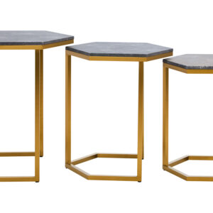 Cardona Nest of Three Hexagonal Blue Shagreen Effect Tables
