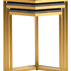 Cardona Nest of Three Hexagonal Blue Shagreen Effect Tables