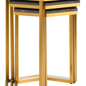 Cardona Nest of Three Hexagonal Blue Shagreen Effect Tables