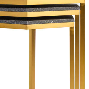 Cardona Nest of Three Hexagonal Blue Shagreen Effect Tables