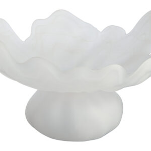 Galene Fluted White Glass Pedestal Bowl