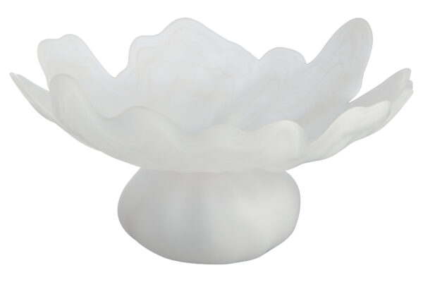 Galene Fluted White Glass Pedestal Bowl