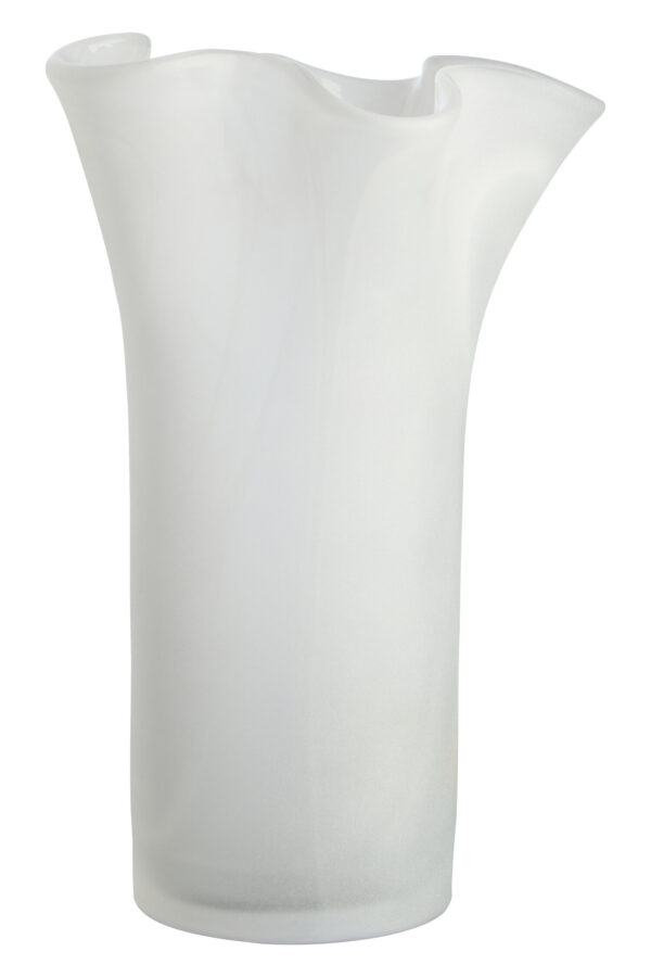 Galene Fluted White Glass Vase
