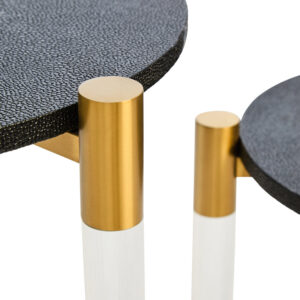 Cardona Set Of Two Black Shagreen Effect Side Tables
