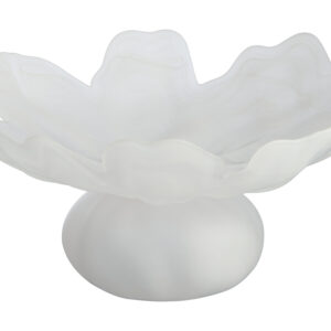 Galene Fluted White Glass Pedestal Bowl