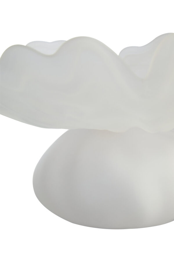 Galene Fluted White Glass Pedestal Bowl