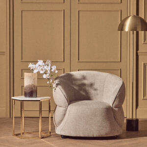 Daphne Taupe Chenille Effect Curved Chair
