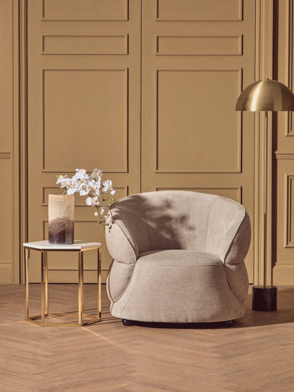 Daphne Taupe Chenille Effect Curved Chair