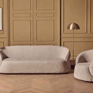 Daphne Taupe Chenille Effect Curved Chair