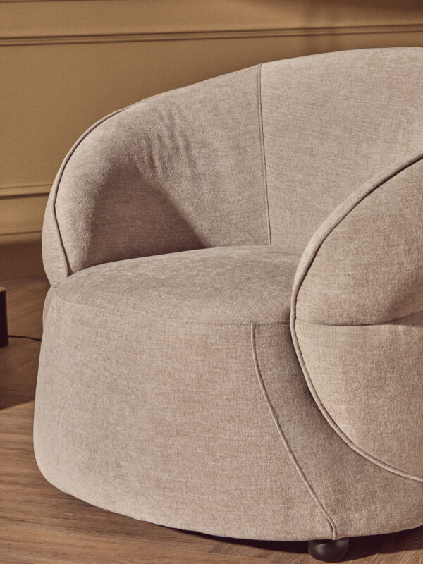 Daphne Taupe Chenille Effect Curved Chair