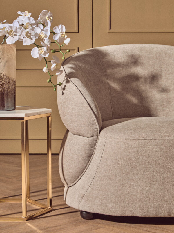 Daphne Taupe Chenille Effect Curved Chair