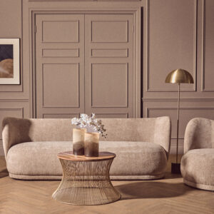 Delray Deep Stone Chenille Curved Chair