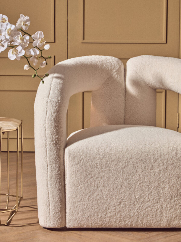Davina Ivory Boucle Effect Statement Chair