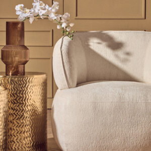 Dasha Ivory Textured Curved Chair