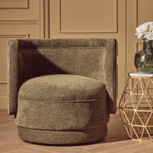Drake Forest Green Chenille Effect Curved Chair