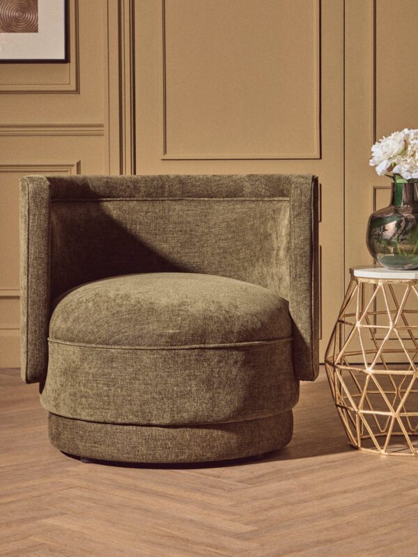 Drake Forest Green Chenille Effect Curved Chair