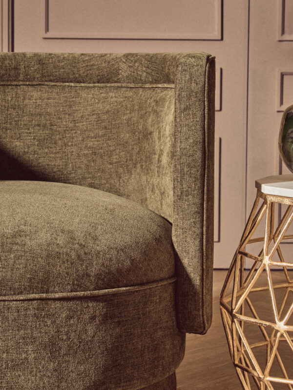 Drake Forest Green Chenille Effect Curved Chair