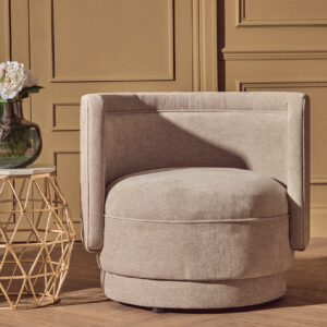 Drake Taupe Chenille Effect Curved Chair