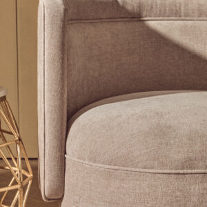 Drake Taupe Chenille Effect Curved Chair