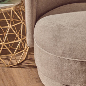 Drake Taupe Chenille Effect Curved Chair