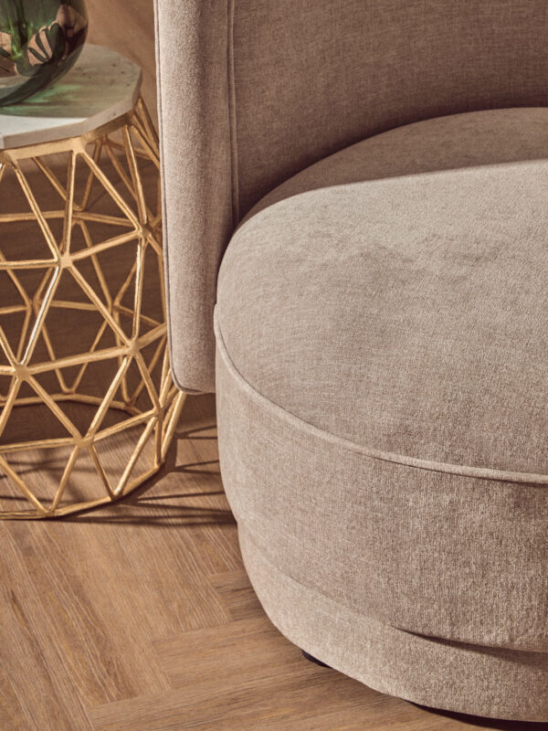 Drake Taupe Chenille Effect Curved Chair