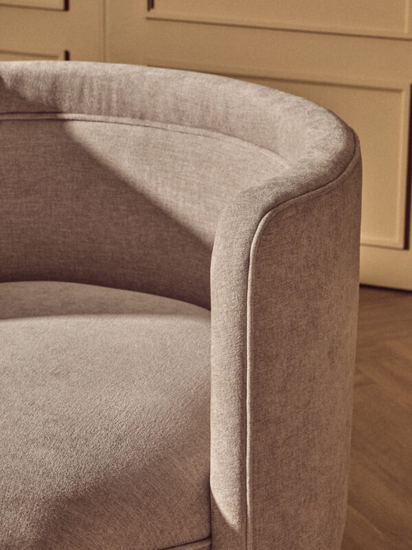 Drake Taupe Chenille Effect Curved Chair