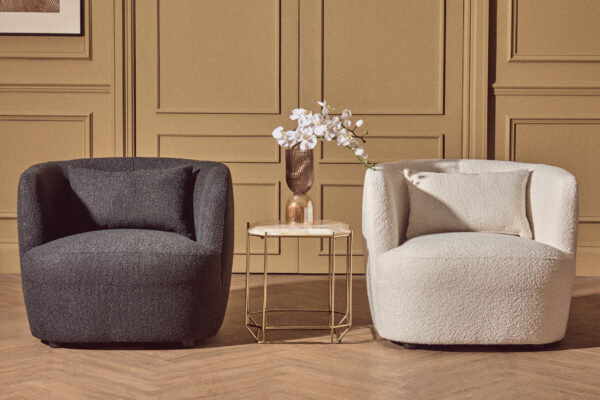 Bruge Textured Cream Curved Chair