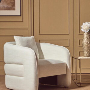 Bilani Cream Linen Effect Curved Chair