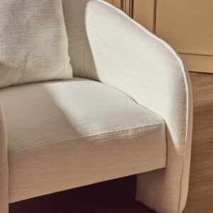 Bilani Cream Linen Effect Curved Chair