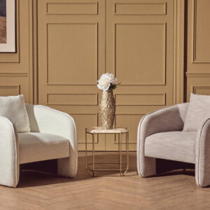 Bilani Grey Linen Effect Curved Chair