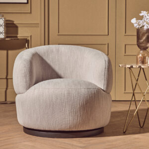 Bordo Textured Grey Curved Swivel Chair