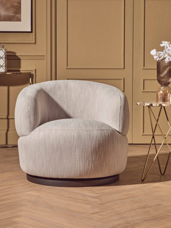 Bordo Textured Grey Curved Swivel Chair