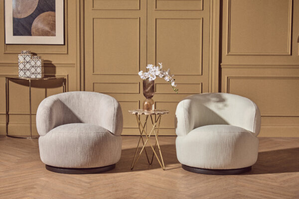 Bordo Textured Grey Curved Swivel Chair