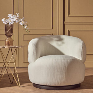 Bordo Textured Cream Curved Swivel Chair