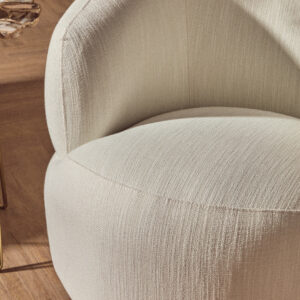 Bordo Textured Cream Curved Swivel Chair