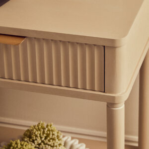 Heritage One Drawer Reed Detail Taupe Wood Side Table