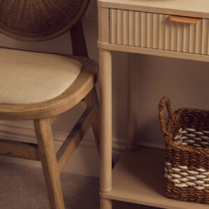 Heritage Two Drawer Reed Detail Taupe Wood Console Table