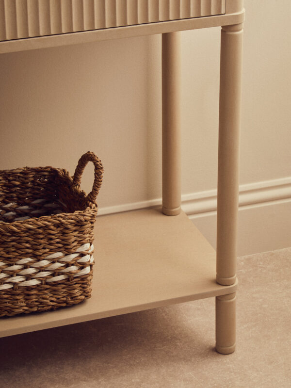 Heritage Two Drawer Reed Detail Taupe Wood Console Table